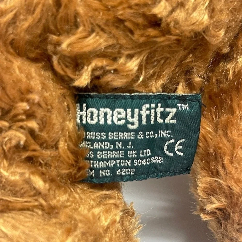 Russ Berrie Honeyfitz Teddy Bear Plush Toy Brown Plaid Bow With Tags Vintage
